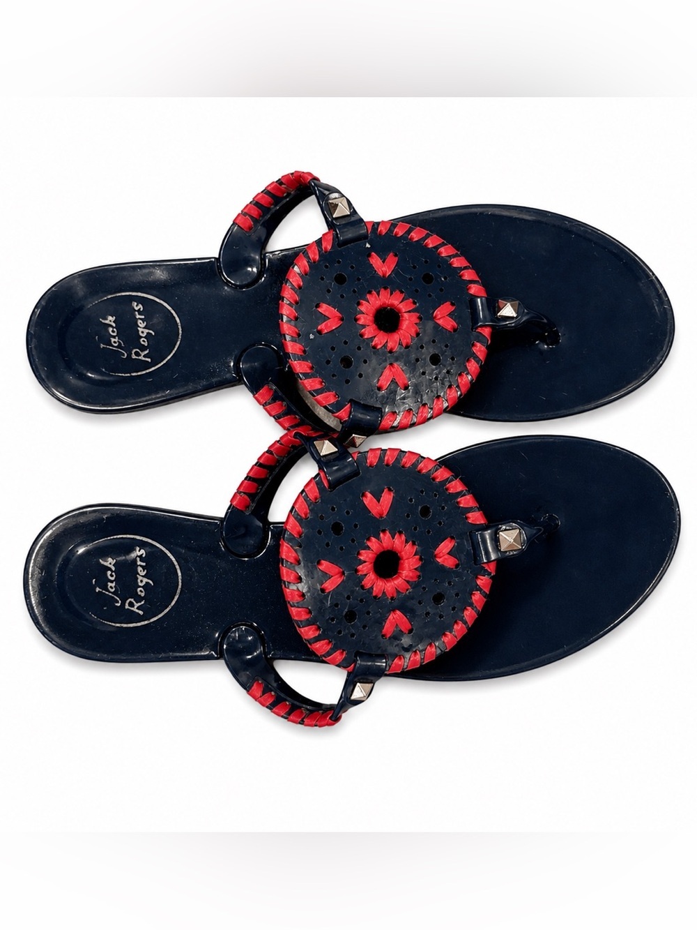 Jack Rogers Navajo Sandals – Navy with Red Whipstitch – Size 9 - Picture 5 of 6